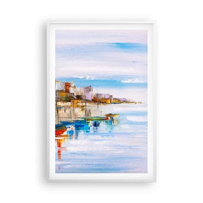 Plagát v bielom ráme - Viacfarebný mestský prístav - 61x91 cm
