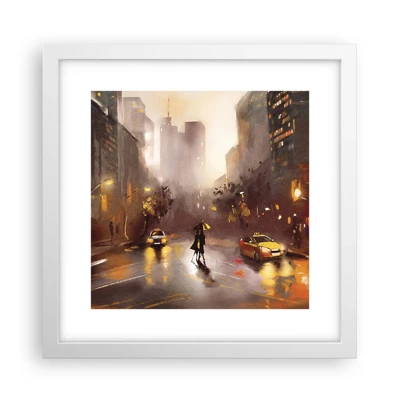 Plagát v bielom ráme - Vo svetlách New Yorku - 30x30 cm
