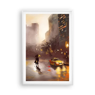 Plagát v bielom ráme - Vo svetlách New Yorku - 61x91 cm