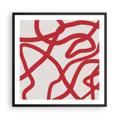 Plagát v čiernom ráme - Červené na bielom - 60x60 cm