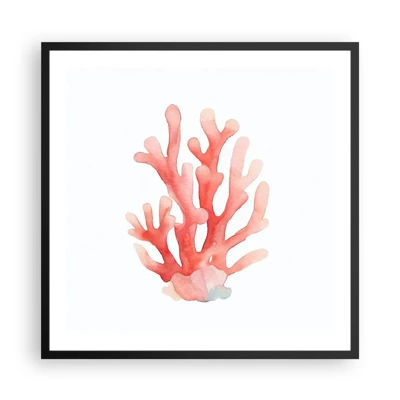 Plagát v čiernom ráme - Koralový koral - 60x60 cm