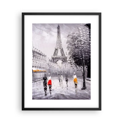 Plagát v čiernom ráme - Parížska prechádzka - 40x50 cm
