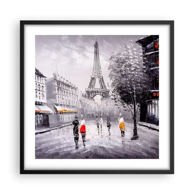 Plagát v čiernom ráme - Parížska prechádzka - 50x50 cm