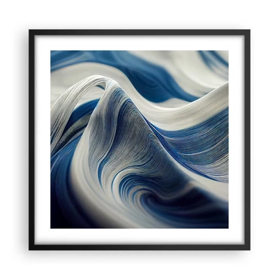 Plagát v čiernom ráme - Plynulosť modrej a bielej - 50x50 cm