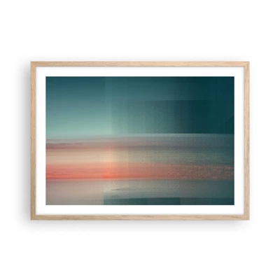 Plagát v ráme zo svetlého duba - Abstrakcia: vlny svetla - 70x50 cm
