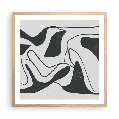 Plagát v ráme zo svetlého duba - Abstraktná hra v labyrinte - 60x60 cm