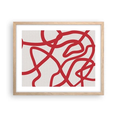 Plagát v ráme zo svetlého duba - Červené na bielom - 50x40 cm