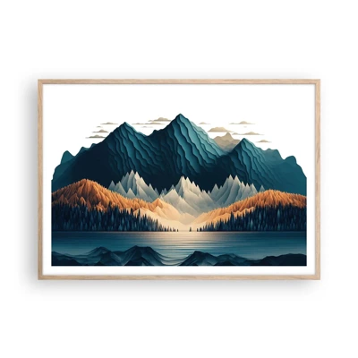 Plagát v ráme zo svetlého duba - Dokonalá horská krajina - 100x70 cm