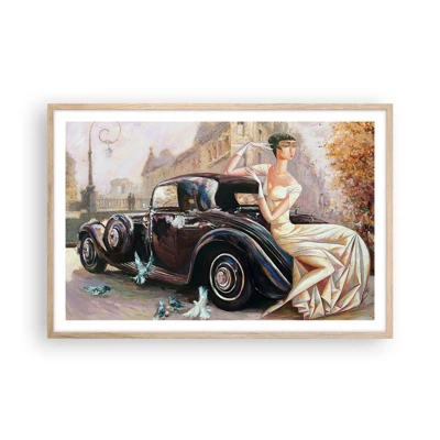 Plagát v ráme zo svetlého duba - Elegancia v retro štýle - 91x61 cm