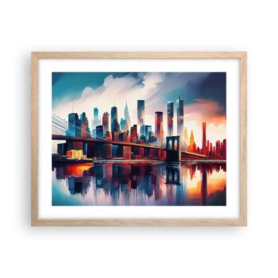 Plagát v ráme zo svetlého duba - Famózny New York - 50x40 cm