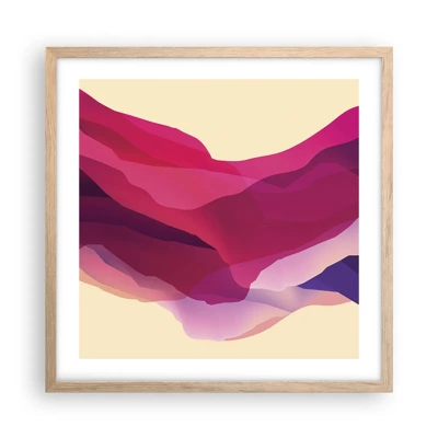 Plagát v ráme zo svetlého duba - Fialové vlny - 50x50 cm
