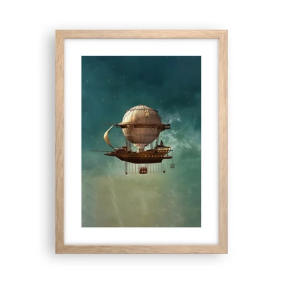 Plagát v ráme zo svetlého duba - Julius Verne pozdravuje - 30x40 cm