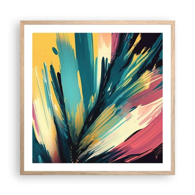 Plagát v ráme zo svetlého duba - Kompozícia – explózia radosti - 60x60 cm