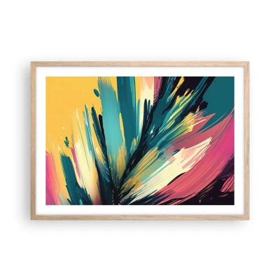 Plagát v ráme zo svetlého duba - Kompozícia – explózia radosti - 70x50 cm