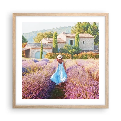 Plagát v ráme zo svetlého duba - Levanduľové dievča - 50x50 cm