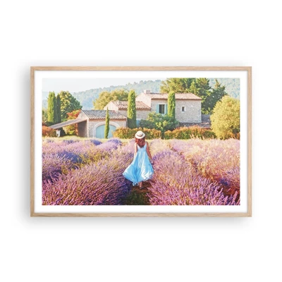 Plagát v ráme zo svetlého duba - Levanduľové dievča - 91x61 cm