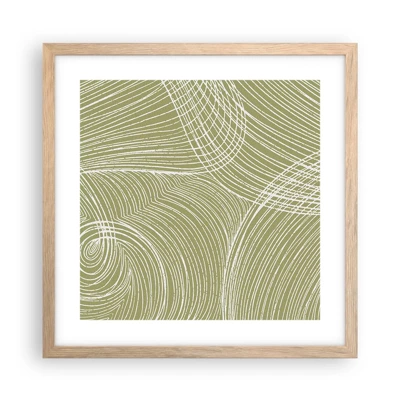 Plagát v ráme zo svetlého duba - Majstrovská abstrakcia v bielej - 40x40 cm