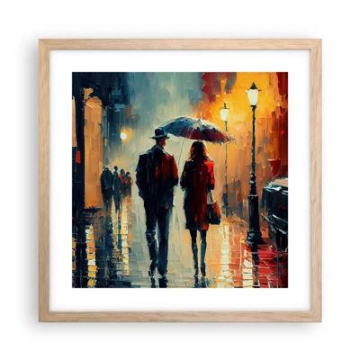 Plagát v ráme zo svetlého duba - Mestská love story - 40x40 cm