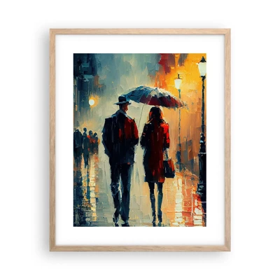 Plagát v ráme zo svetlého duba - Mestská love story - 40x50 cm