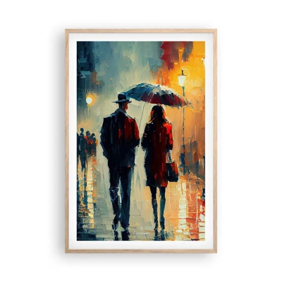 Plagát v ráme zo svetlého duba - Mestská love story - 61x91 cm