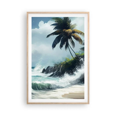 Plagát v ráme zo svetlého duba - Na tropickom pobreží - 61x91 cm