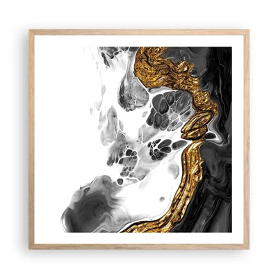 Plagát v ráme zo svetlého duba - Organická kompozícia - 60x60 cm