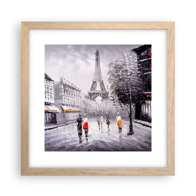 Plagát v ráme zo svetlého duba - Parížska prechádzka - 30x30 cm