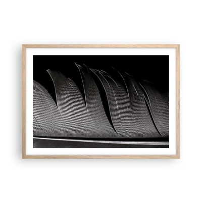 Plagát v ráme zo svetlého duba - Perie – nádherná konštrukcia - 70x50 cm