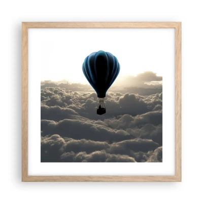 Plagát v ráme zo svetlého duba - Pútnik nad oblakmi - 40x40 cm