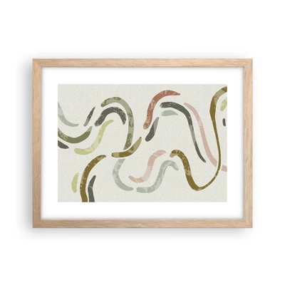 Plagát v ráme zo svetlého duba - Radostný tanec abstrakcie - 40x30 cm