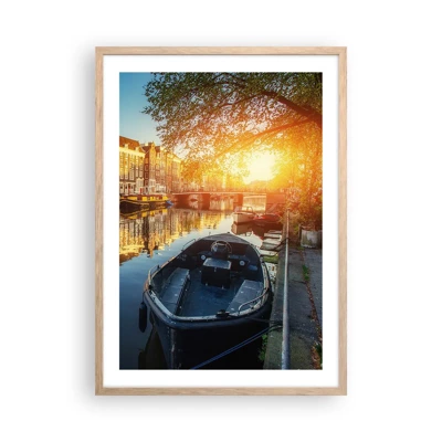 Plagát v ráme zo svetlého duba - Ráno v Amsterdame - 50x70 cm