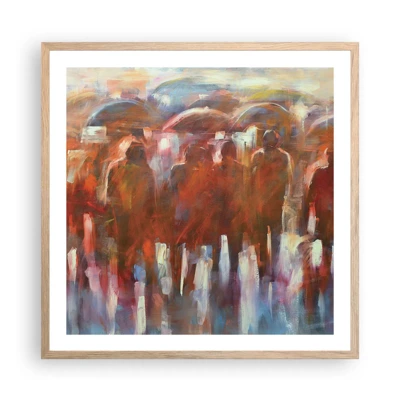 Plagát v ráme zo svetlého duba - Rovnocenní v daždi a hmle - 60x60 cm