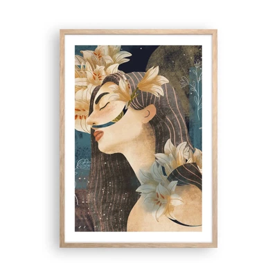 Plagát v ráme zo svetlého duba - Rozprávka o princeznej s ľaliami - 50x70 cm