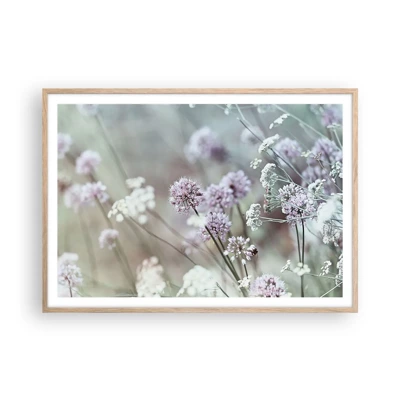 Plagát v ráme zo svetlého duba - Sladké filigrány byliniek - 100x70 cm