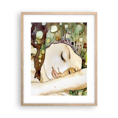 Plagát v ráme zo svetlého duba - Smaragdovo-fialový sen - 40x50 cm