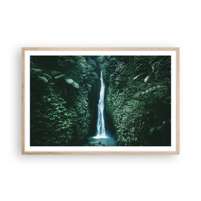Plagát v ráme zo svetlého duba - Tropický prameň - 91x61 cm