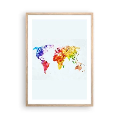Plagát v ráme zo svetlého duba - Všetky farby sveta - 50x70 cm