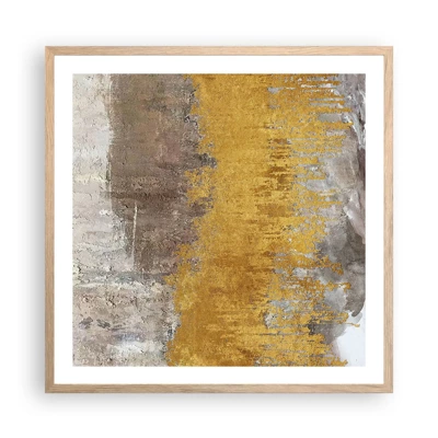 Plagát v ráme zo svetlého duba - Zlatistý závan - 60x60 cm