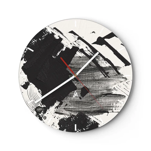 Nástenné hodiny - Abstrakcia – expresia čiernej - 30x30 cm