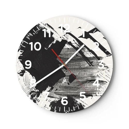 Nástenné hodiny - Abstrakcia – expresia čiernej - 40x40 cm