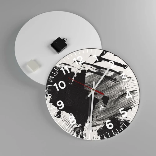 Nástenné hodiny - Abstrakcia – expresia čiernej - 40x40 cm