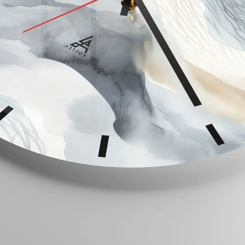 Nástenné hodiny - Abstrakcia snehu a hmly - 30x30 cm