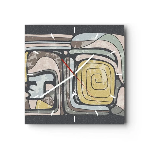 Nástenné hodiny - Abstrakcia v predkolumbovskom duchu - 30x30 cm