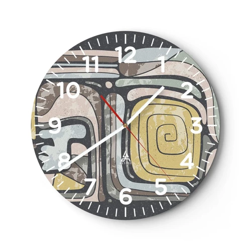 Nástenné hodiny - Abstrakcia v predkolumbovskom duchu - 30x30 cm