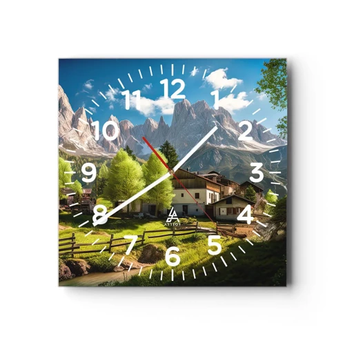 Nástenné hodiny - Alpská idyla - 40x40 cm
