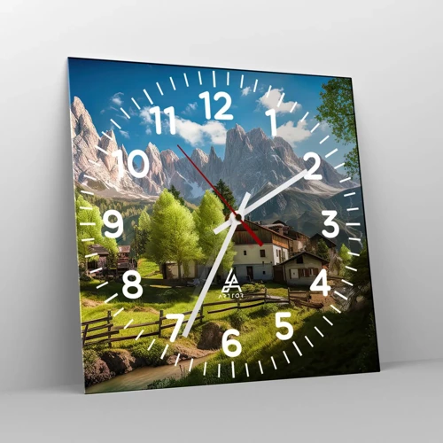 Nástenné hodiny - Alpská idyla - 40x40 cm
