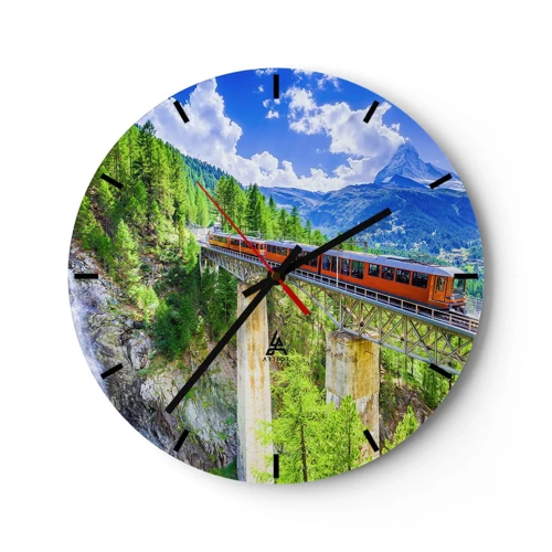Nástenné hodiny - Alpská železnica - 30x30 cm