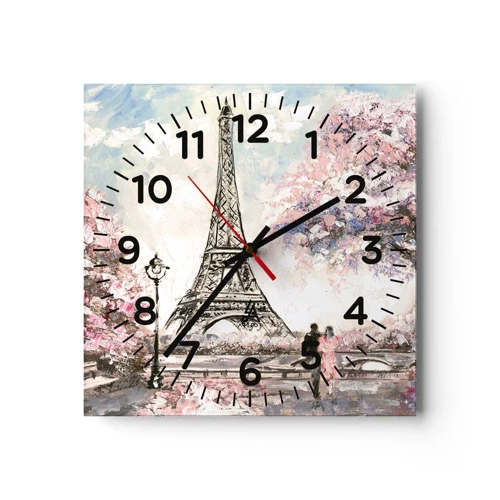 Nástenné hodiny - Aprílová prechádzka Parížom - 30x30 cm