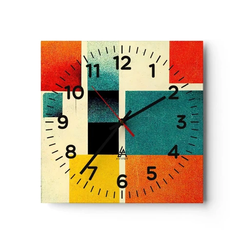 Nástenné hodiny - Geometrická abstrakcia – dobrá energia - 30x30 cm