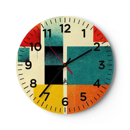 Nástenné hodiny - Geometrická abstrakcia – dobrá energia - 30x30 cm